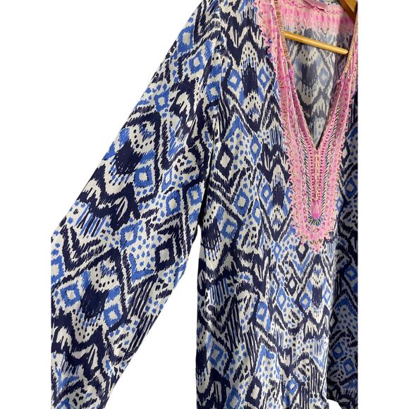 Lilly Pulitzer 100% Silk Beaded Renato Dinner Tunic in Oh My Cod Size Large - Picture 5 of 9